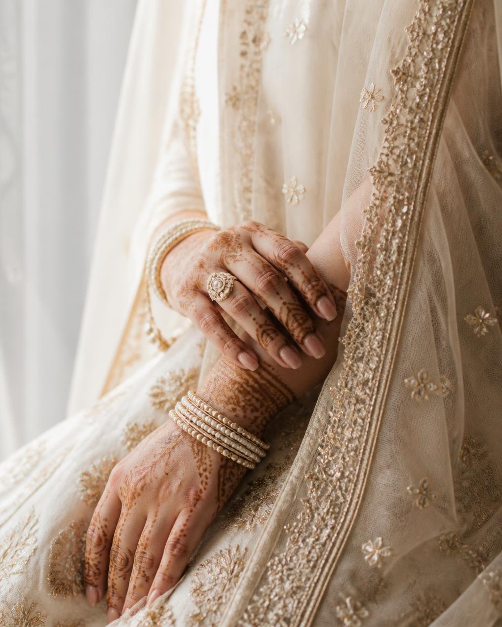 Bridal jewellery and henna detail