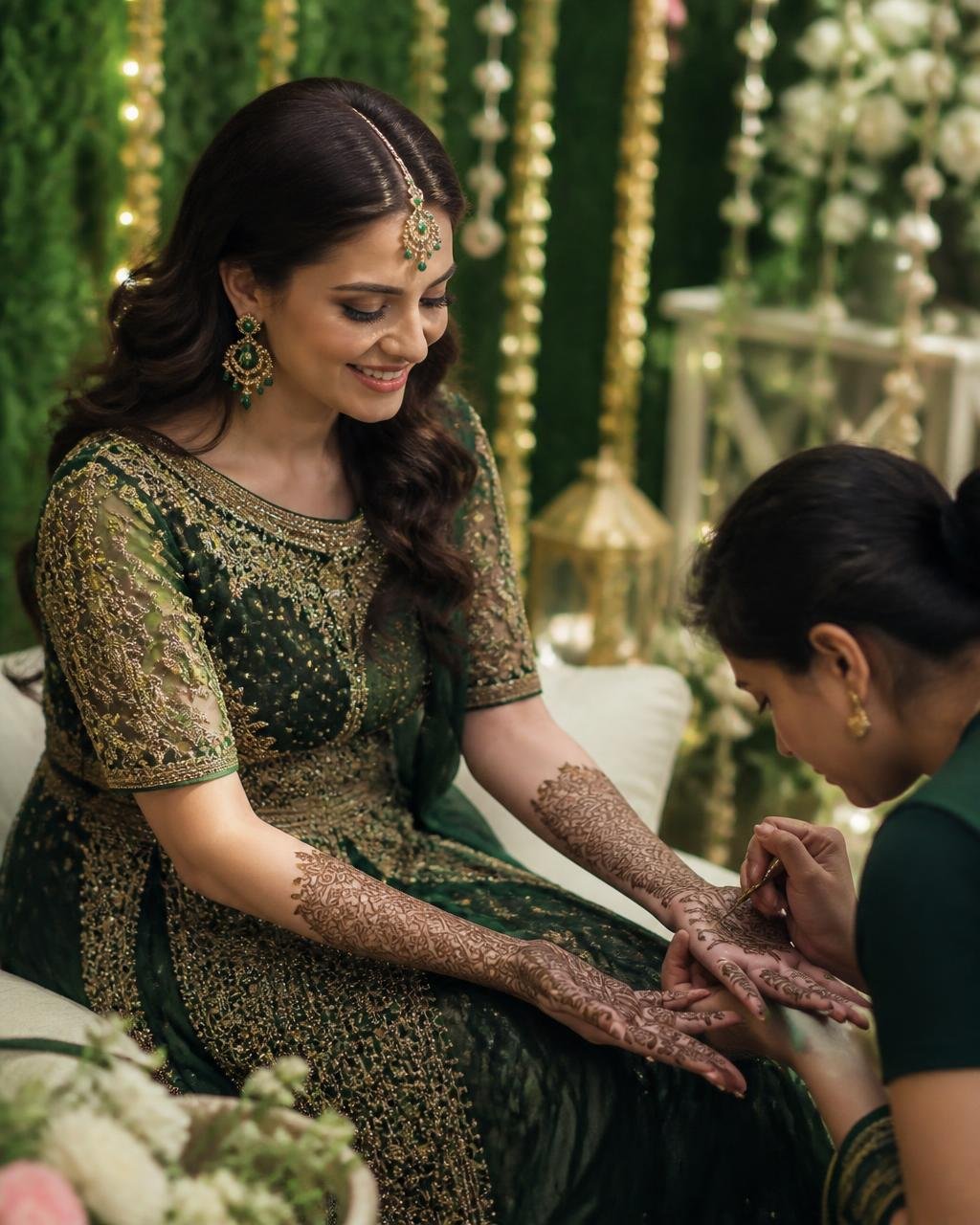 Bride's completed mehendi design and bangles